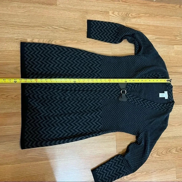 Soft Surroundings Womans Herringbone Wool Blend Cardigan Sweater Black Gray Med - Picture 8 of 8